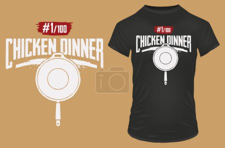 Téléchargez les illustrations : T-shirt poulet dîner design. illustration vectorielle. - en licence libre de droit