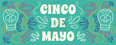 Téléchargez les illustrations : Carte cinco de mayo avec illustration vectorielle de décoration mexicaine - en licence libre de droit