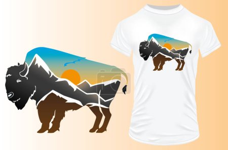 Ilustración de T - plantilla de camisa con toro - Imagen libre de derechos