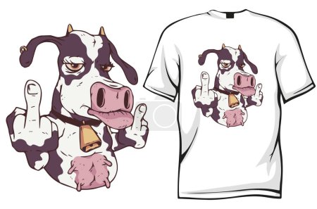 Illustration for Cow with  middle fingers vector illustration - Royalty Free Image