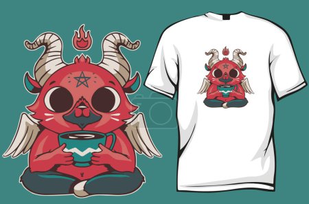 Illustration for Cute baphomet demon character illustration. vector.  t-shirt design - Royalty Free Image