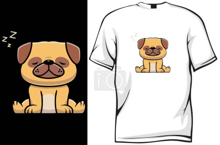 Illustration for T - shirt, cute sleeping dog. - Royalty Free Image