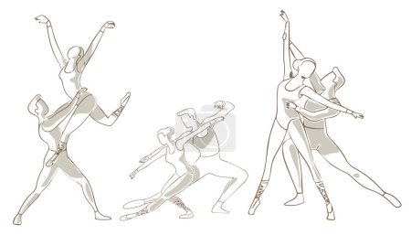 Téléchargez les illustrations : Ensemble vectoriel de la main - illustrations dessinées de danseurs - en licence libre de droit