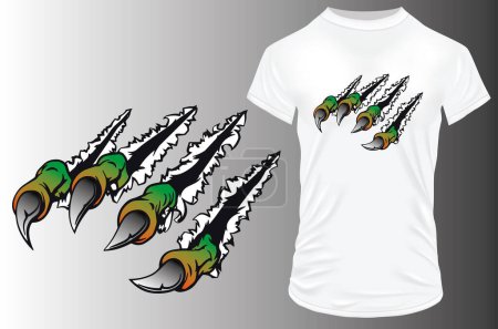 Illustration for T - shirt design with dino scratch - Royalty Free Image