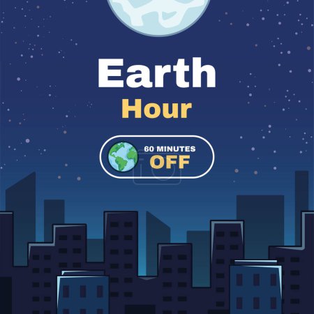 Téléchargez les illustrations : Vue de la nuit de la ville, carte de l'heure terrestre - en licence libre de droit