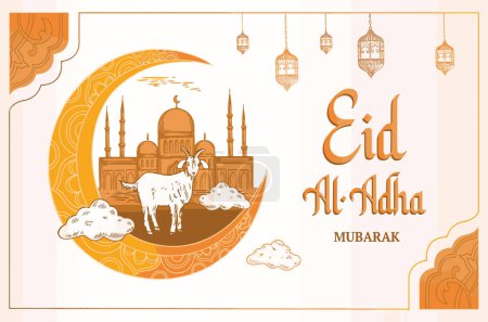 Illustration for Eid ul adha card  vector illustration - Royalty Free Image