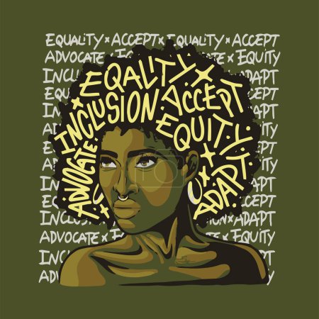 Illustration for Vector illustration,  equality, black woman - Royalty Free Image