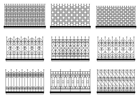 Téléchargez les illustrations : Ensemble vectoriel de clôtures - en licence libre de droit