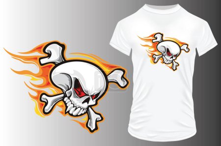 Illustration for Fire skull t shirt design vector illustration graphic design - Royalty Free Image