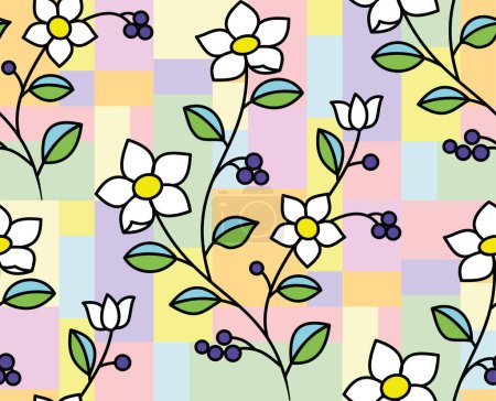 Téléchargez les illustrations : Motif floral abstrait sans couture avec des fleurs - en licence libre de droit