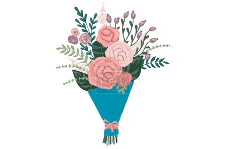 Illustration for Beautiful bouquet of roses and floral decoration - Royalty Free Image