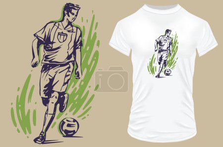 Illustration for Soccer player t-shirt design - Royalty Free Image