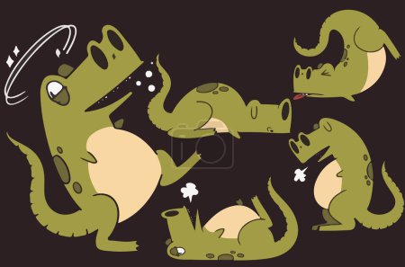 Illustration for Vector illustration of  cute cartoon dinosaurs - Royalty Free Image