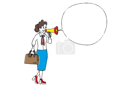 Téléchargez les illustrations : Femme d'affaires parlant sur mégaphone
. - en licence libre de droit