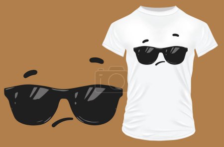 Illustration for T - shirt design with sunglasses - Royalty Free Image