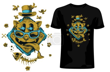 Téléchargez les illustrations : T-shirt Golden Cat design - en licence libre de droit