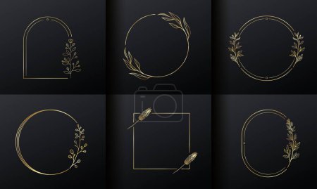 Illustration for Collection of gold frames, vector illustration - Royalty Free Image