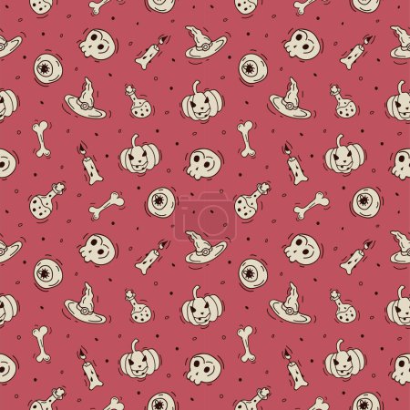 Illustration for Seamless pattern with cartoons,  halloween - Royalty Free Image