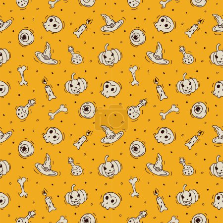 Illustration for Seamless pattern with cartoons,  halloween - Royalty Free Image