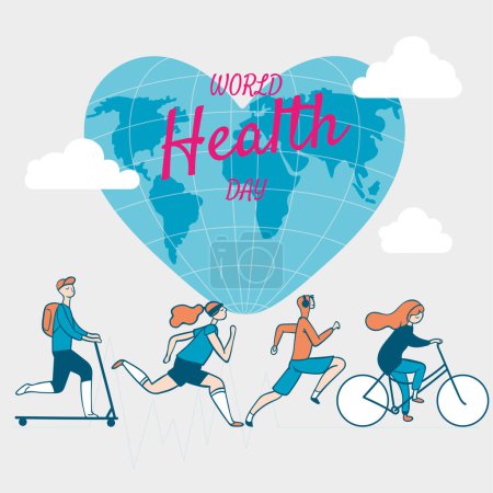 Téléchargez les illustrations : Carte de jour de santé, vecteur - en licence libre de droit