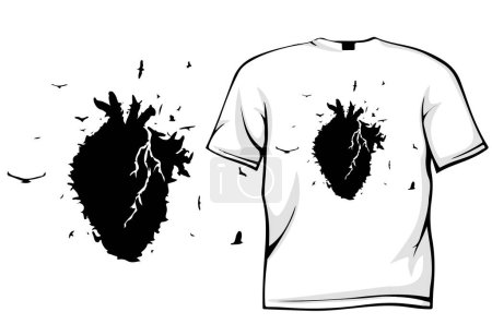 Téléchargez les illustrations : Illustration vectorielle d'une chemise avec coeur - en licence libre de droit