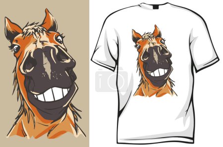 Ilustración de Dibujo vectorial de un caballo en camiseta - Imagen libre de derechos