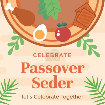 Téléchargez les illustrations : Joyeuse carte de vœux passover seder - en licence libre de droit