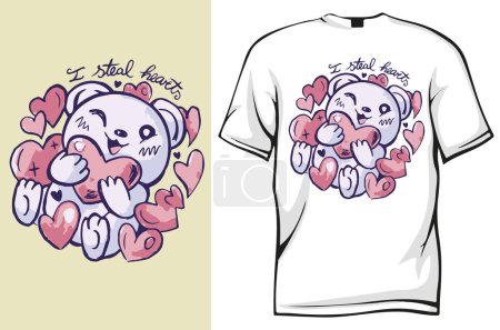 Ilustración de T - diseño de estampado de camisa robo corazones - Imagen libre de derechos