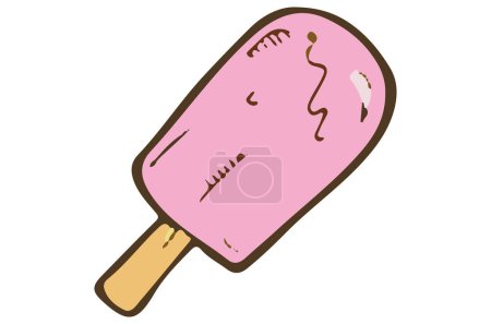 Téléchargez les illustrations : Illustration dessinée à la main de dessin animé doodle d'une crème glacée - en licence libre de droit