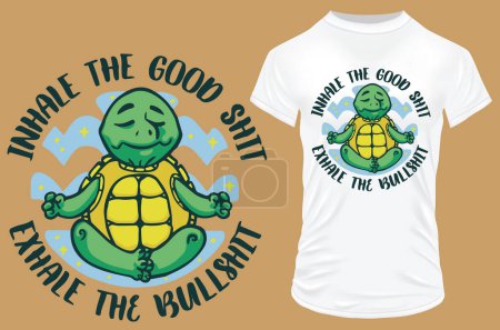 Téléchargez les illustrations : Turtle t - shirt design inhale the good shit - en licence libre de droit