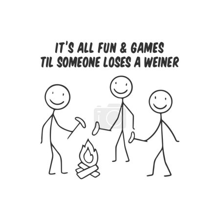 Illustration for Its all fun and games til someone loses a weiner - Royalty Free Image