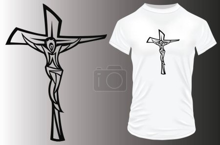Téléchargez les illustrations : Illustration vectorielle de t-shirt design, croix - en licence libre de droit
