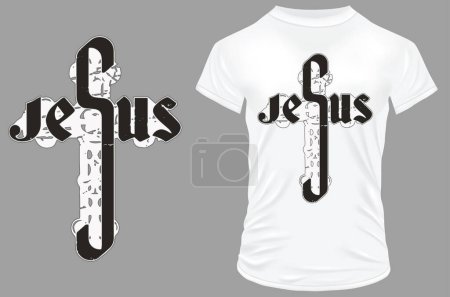 Illustration for T - shirt print with jesus - Royalty Free Image