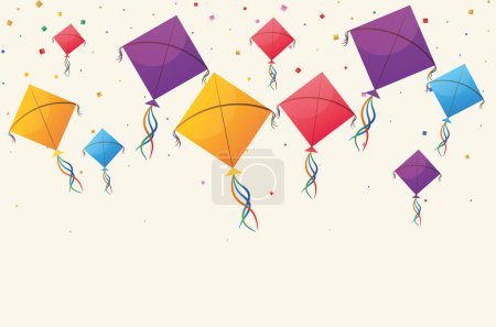 Illustration for Vector illustration of colorful kites - Royalty Free Image