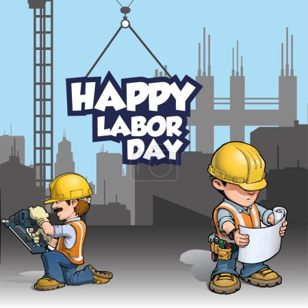 Illustration for Happy labor day card - Royalty Free Image