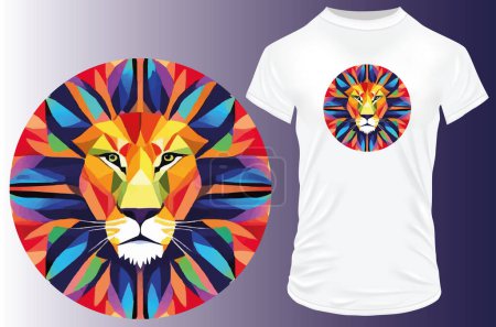 Ilustración de Diseño de camisa de arte de león. patrón animal abstracto. ilustración vectorial. - Imagen libre de derechos