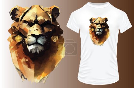 Ilustración de T - impresión de camisa con león - Imagen libre de derechos