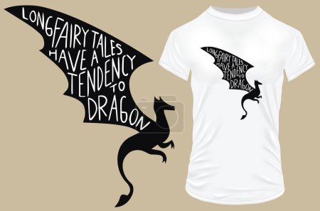 Illustration for T - shirt print with dragon, long fairy tales - Royalty Free Image