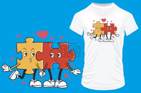 Téléchargez les illustrations : Love puzzle t-shirt design - en licence libre de droit