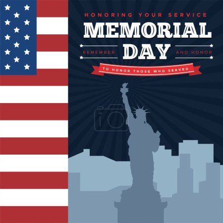 Illustration for Usa national memorial day card - Royalty Free Image