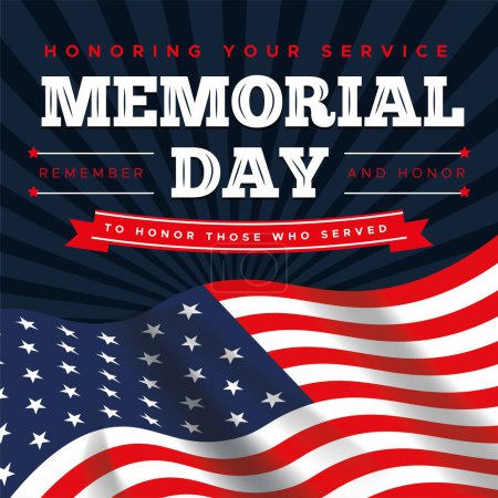 Illustration for Happy memorial day vector template - Royalty Free Image