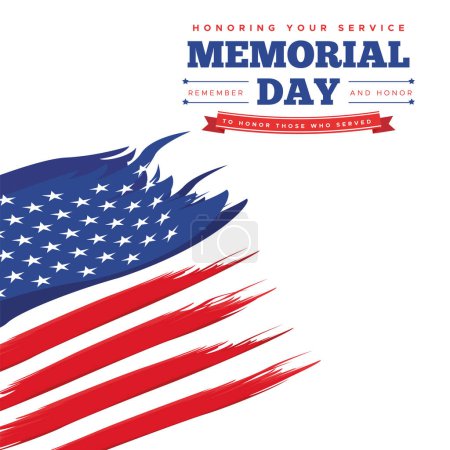 Illustration for Memorial day vector background with flag - Royalty Free Image