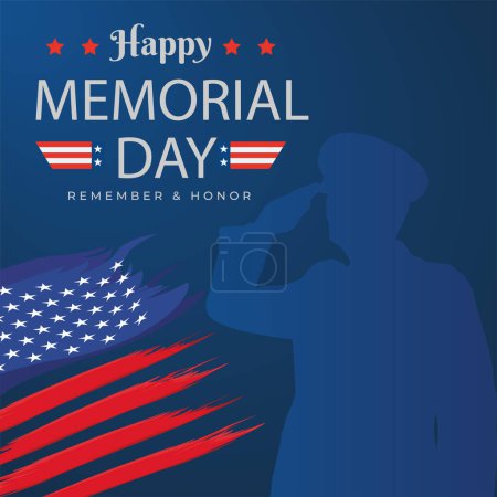 Illustration for Memorial day background, usa flag and hat - Royalty Free Image