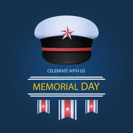 Illustration for Happy memorial day vector banner design. - Royalty Free Image