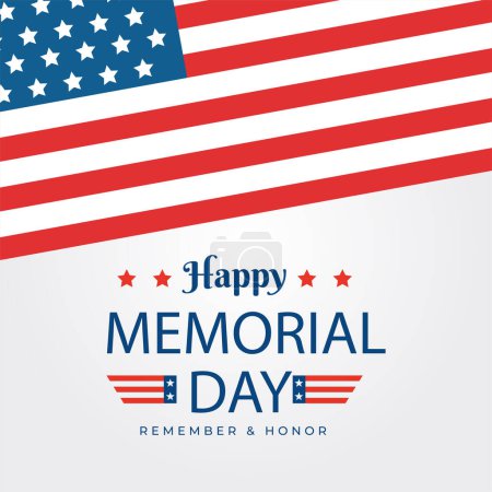 Illustration for Vector illustration of happy memorial day card design - Royalty Free Image