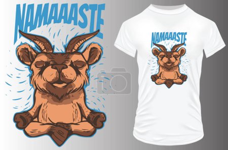 Illustration for Vector illustration of t-shirt design namaaste goat - Royalty Free Image
