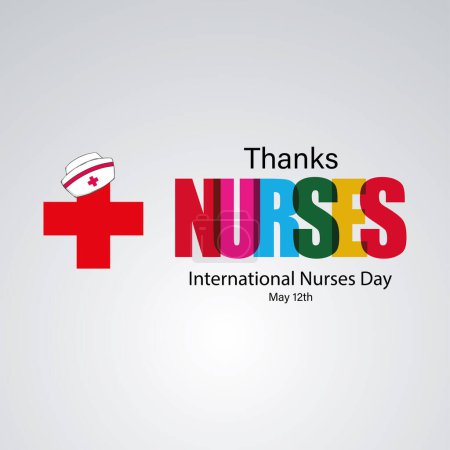 Téléchargez les illustrations : Conception internationale de modèle de carte de jour infirmière, merci infirmières - en licence libre de droit