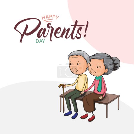 Téléchargez les illustrations : Carte de jour des parents heureux - en licence libre de droit