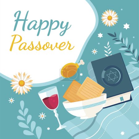 Illustration for Passover holiday greeting card. vector - Royalty Free Image