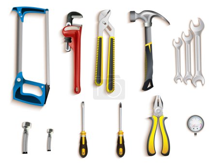 Illustration for Plumber tools set vector - Royalty Free Image
